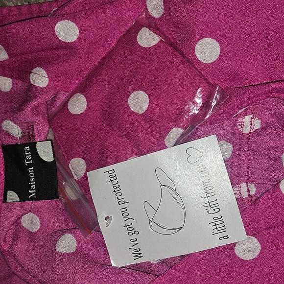 Maison Tara Pink Polka Dot Dress Size 12 NWT - Picture 10 of 11